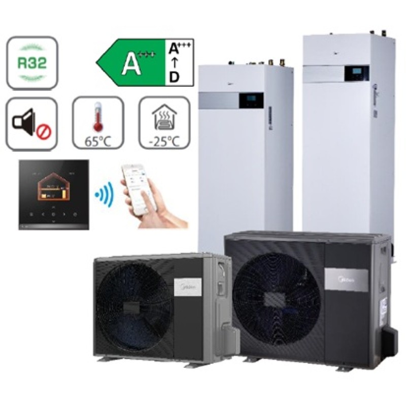 HBT-A100/190CDS90GN8-B2 / MHA-V4W/D2N8-B2 Midea šilumos siurblys oras-vanduo su talpa M-THERMAL ARCTIC