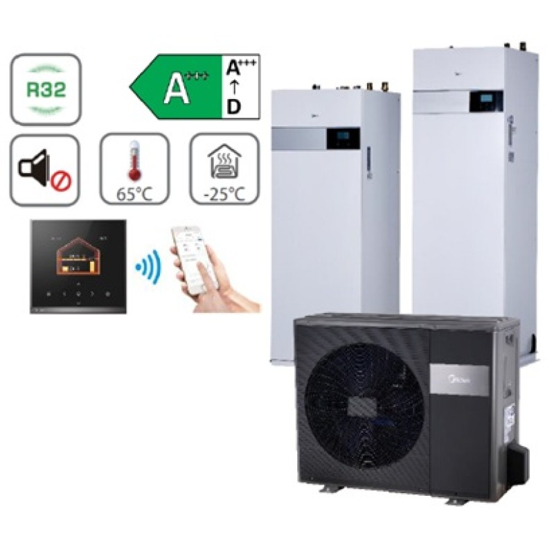 HBT-A160/240CDS90GN8-B2 / MHA-V14W/D2N8-B2 Midea šilumos siurblys oras-vanduo su talpa M-THERMAL ARCTIC