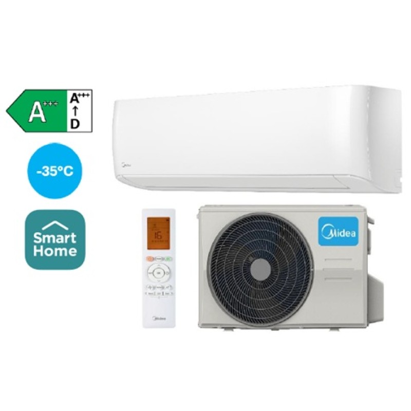 MSOPBU-12HRFN8-QRE1GW / MOX330-12HFN8-QRE1GW Sieninis šilumos siurblys Midea Oasis OP+ 3,5 kW / 3,8 kW