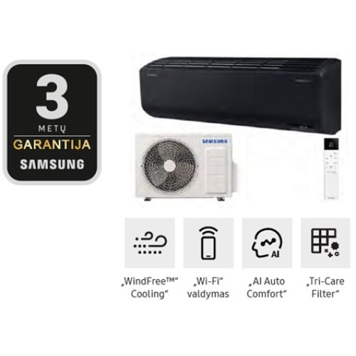 Bevėjis šilumos siurblys Samsung Wind Free Avant S2 Black (AR70F07C1ABNEU / AR70F07C1ABXEU) 2,0/2,2 kW