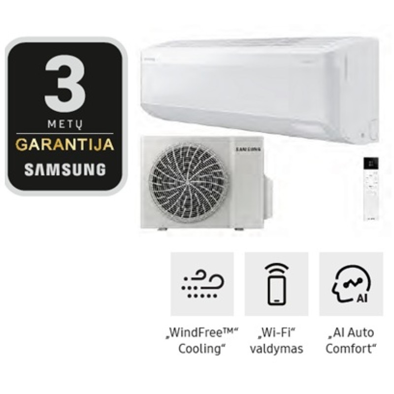 Bevėjis šilumos siurblys Samsung Wind Free Comfort S2 (AR60F18C1AWNEU / AR60F18C1AWXEU) 5,0/6,0 kW