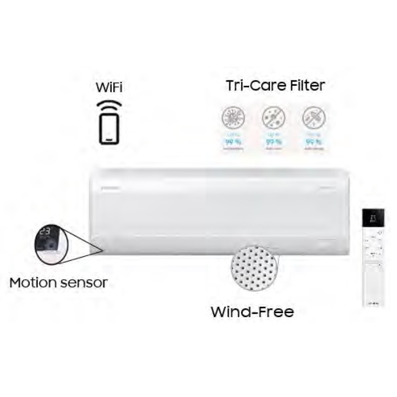 Samsung bevėjė “Multi-Split“ tipo sistemos vidinė sieninė dalis Wind Free Elite S2 AR70F09CAAWNEU 2,5/3,2 kW