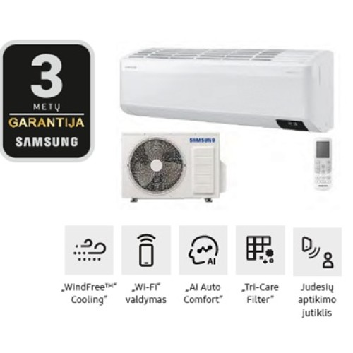 Bevėjis šilumos siurblys Samsung Nordic WindFree PRM (AR09TXCACWKNEE / AR09TXCACWKXEE) 2,5/3,2 kW