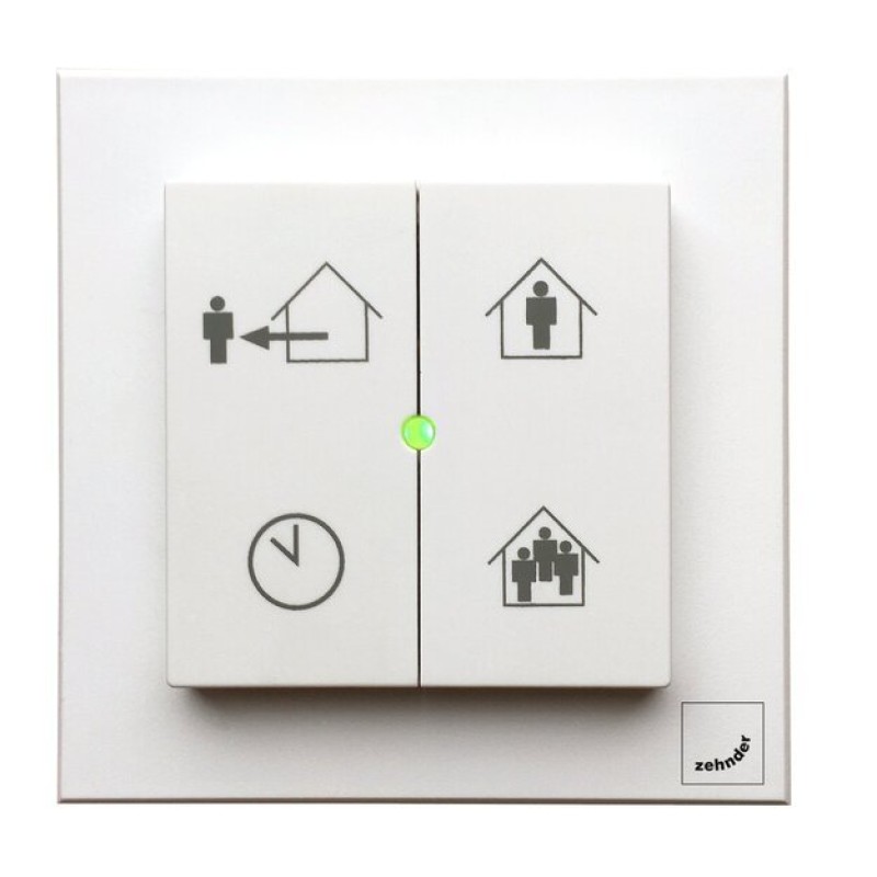 Evo Switch belaidis keturių mygtukų nuotolinio valdymo pultas su LED gedimų indikatoriumi Zehnder EVO serijos rekuperatoriui.